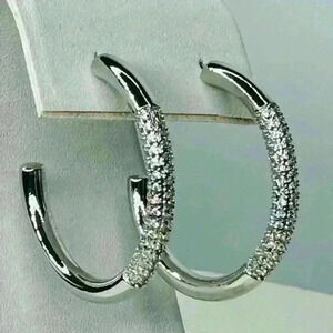 White Gold Dipped Pave Hoop Earring